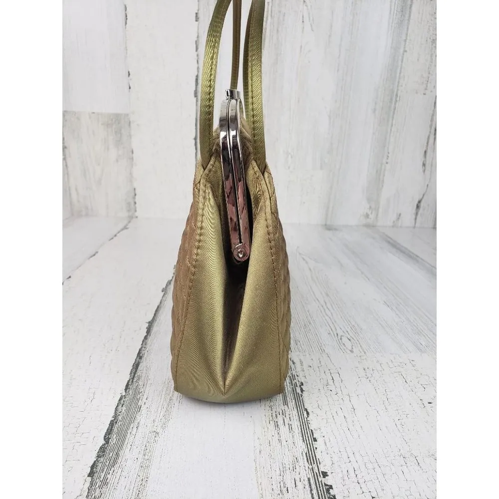 Liz Claiborne Nylon Metallic Gold Handbag Women's Purse - Image 7