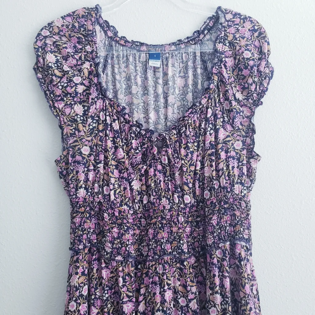 Old Navy Ruffle Floral Maxi Short Sleeve Dress - Image 3
