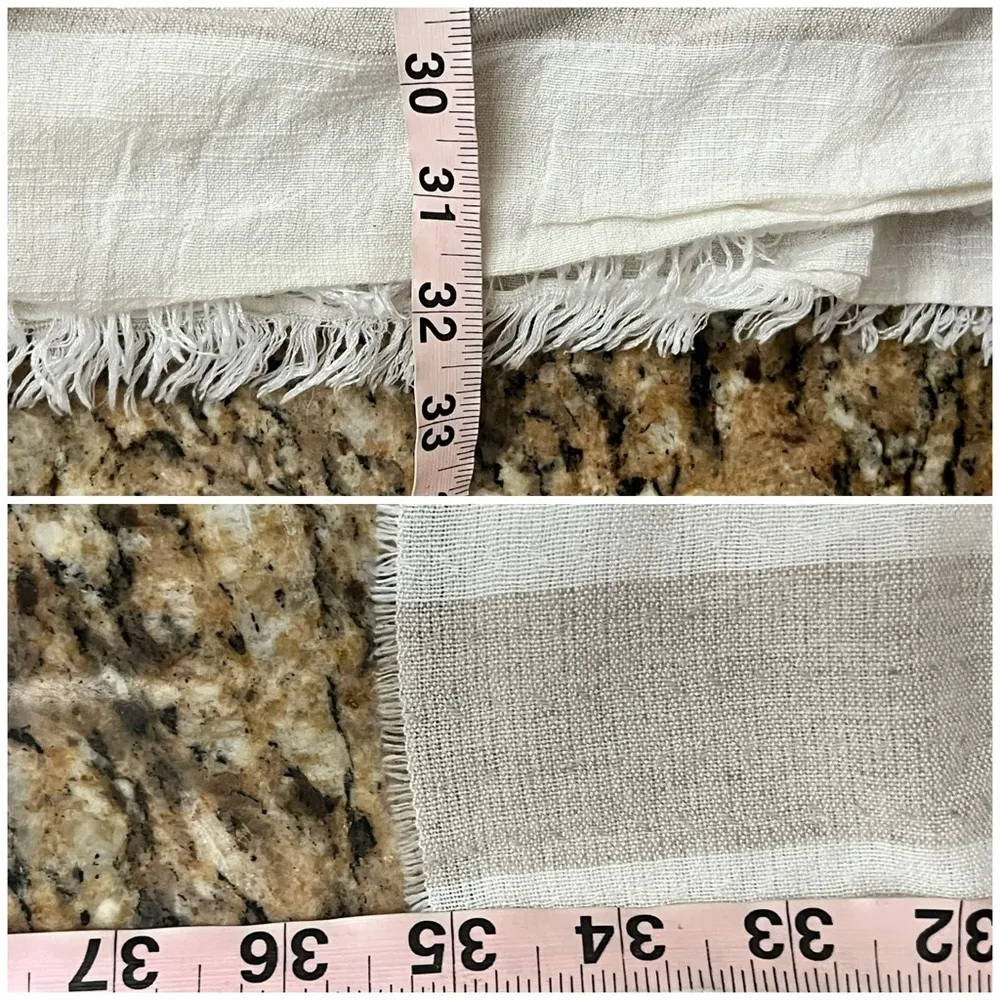 Zighilli Made in Italy Striped Linen Blend Shawl Wrap One Size — Neutral Beige Tan - Image 6