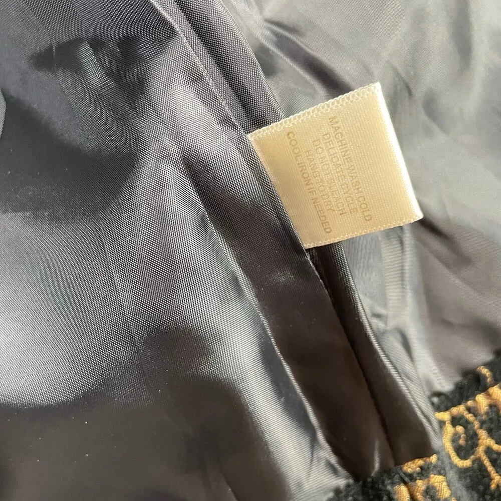 Christopher Banks Velvet Brocade Jacquard Regency Ornate Black Gold Jacket M - Image 12