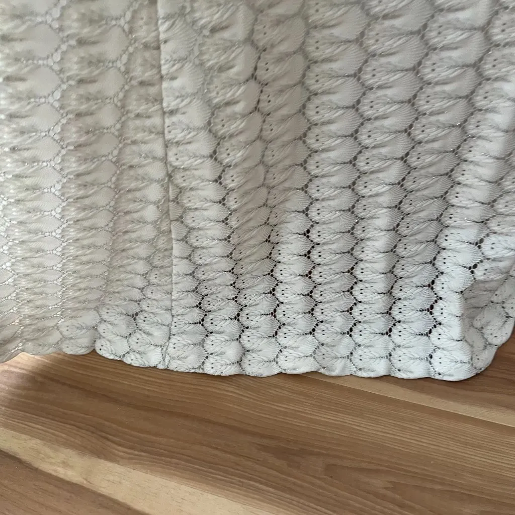 Vintage 70s White Maxi Dress Small 60s XS Crochet Boho Lace Long Wedding Gown Silver - Image 13