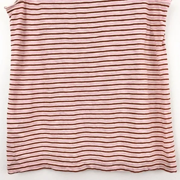 New  Striped V-Neck Pocket Tank Top Whisper Cotton Pink Rust - Image 12