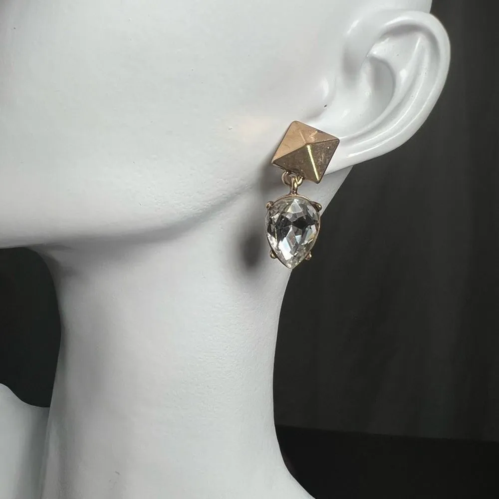 POP Spike and Pear Drop‎ CZ Earrings Gold - Image 3