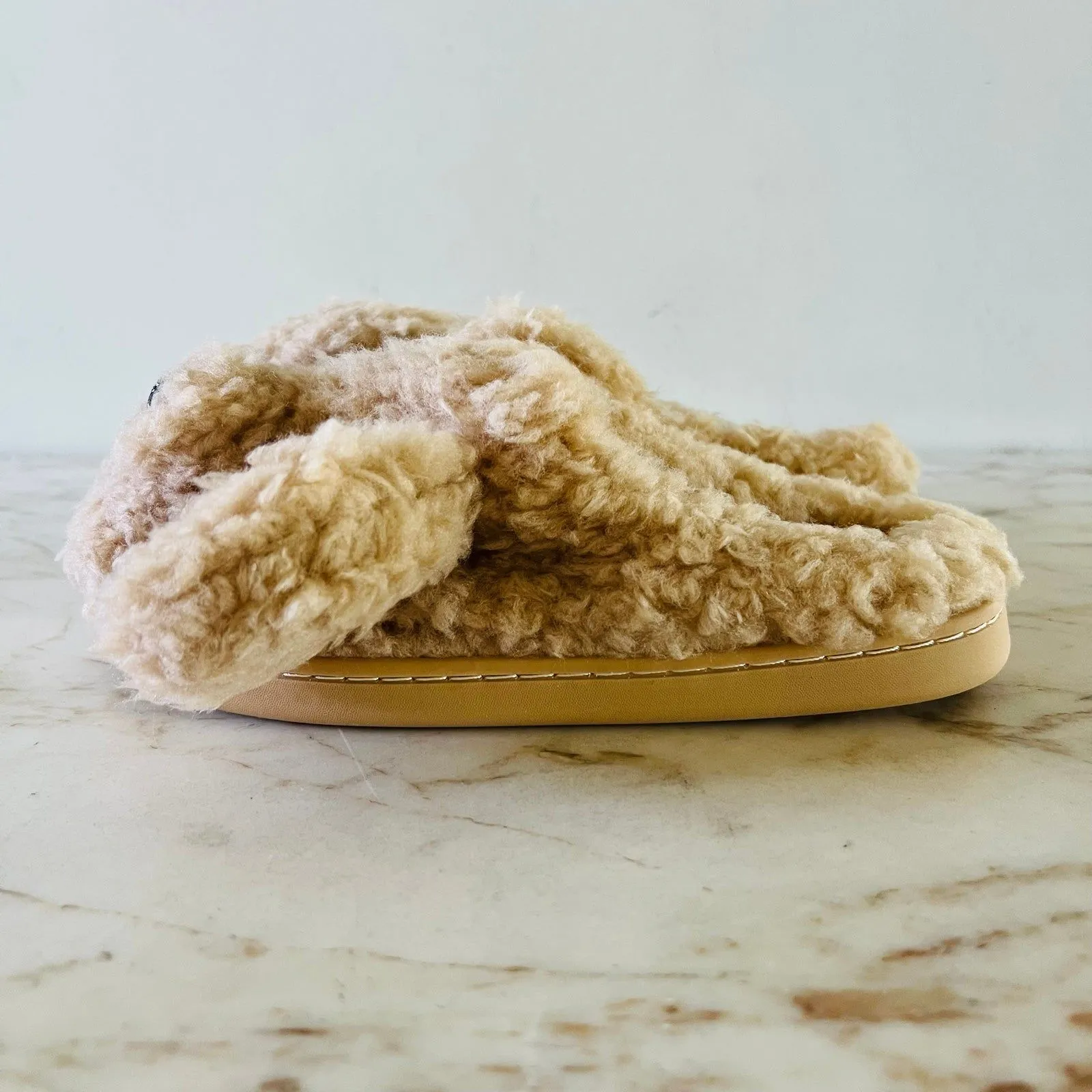 Beige Faux Fur Dog Indoor Slippers - Image 4