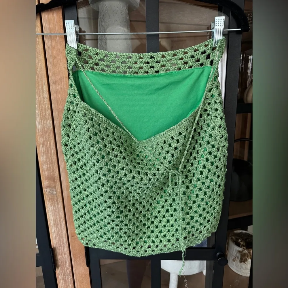 White Fox Skirt no more lies metallic mermaid core tie open back crochet knit - Image 4