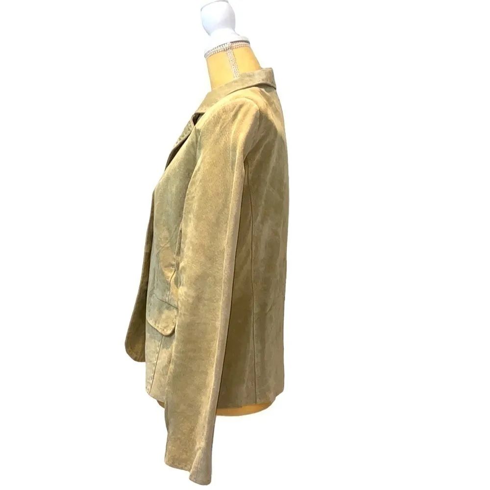 New Frontier sage green 💯 suede jacket/ blazer. Floral lining. Size 10. NWOT. - Image 5