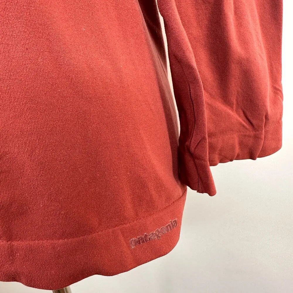 Patagonia Women's Maroon Jersey Tunic Floral Accents Long Sleeve Shirt Size M - Image 7