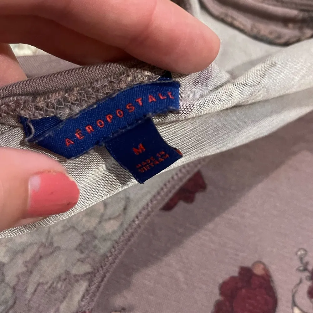 purple floral cutout shoulder long sleeve shirt M - Image 11