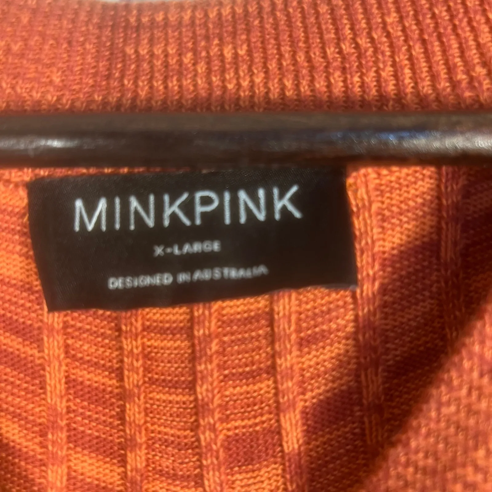 MINKPINK Women's Knit Maxi Dress XL Orange Sleeveless Ribbed Cotton Fall Stretch - Image 5