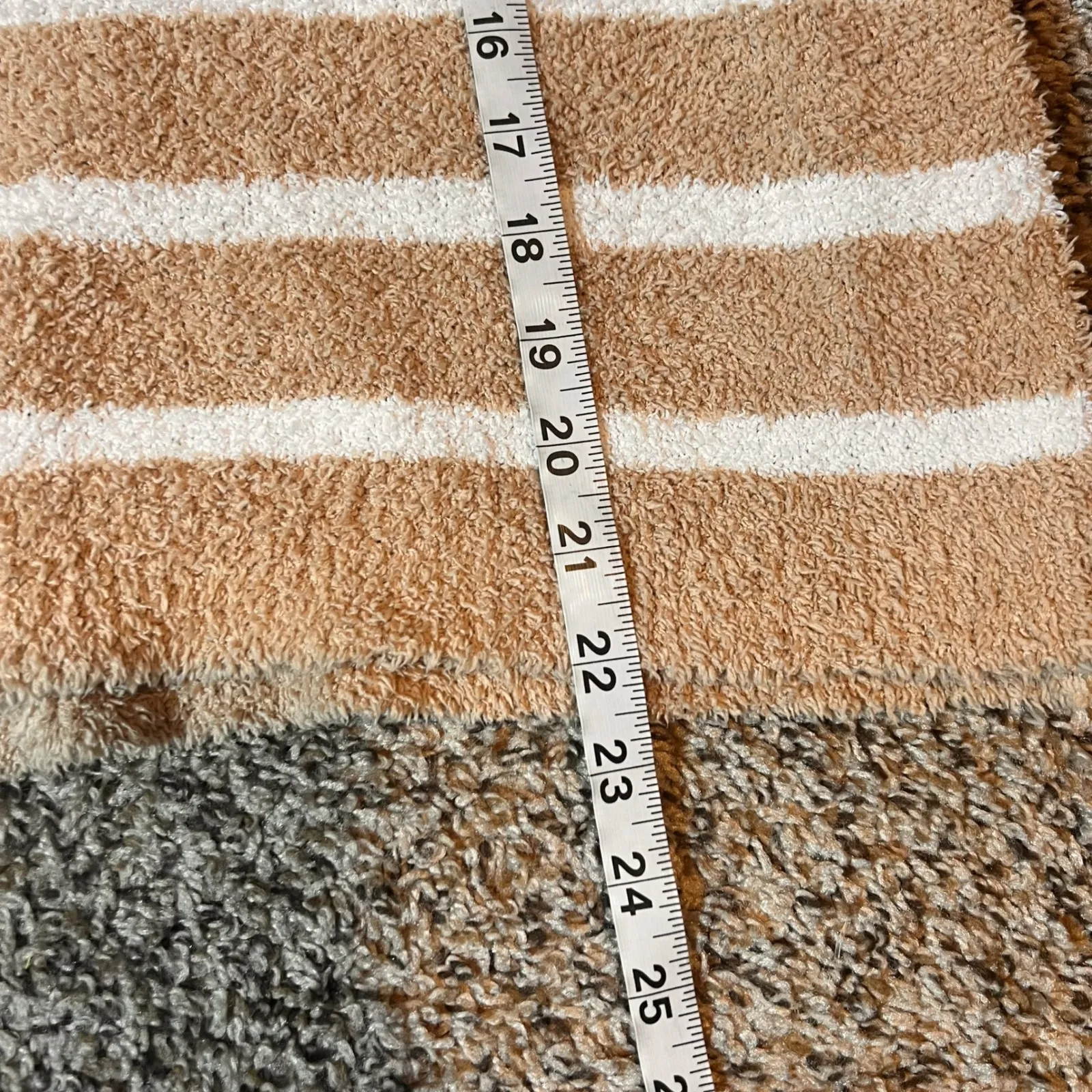 Pink Lily Medium Striped Fuzzy Pullover Sweater Tan Cream‎ Comfy Soft - Image 4