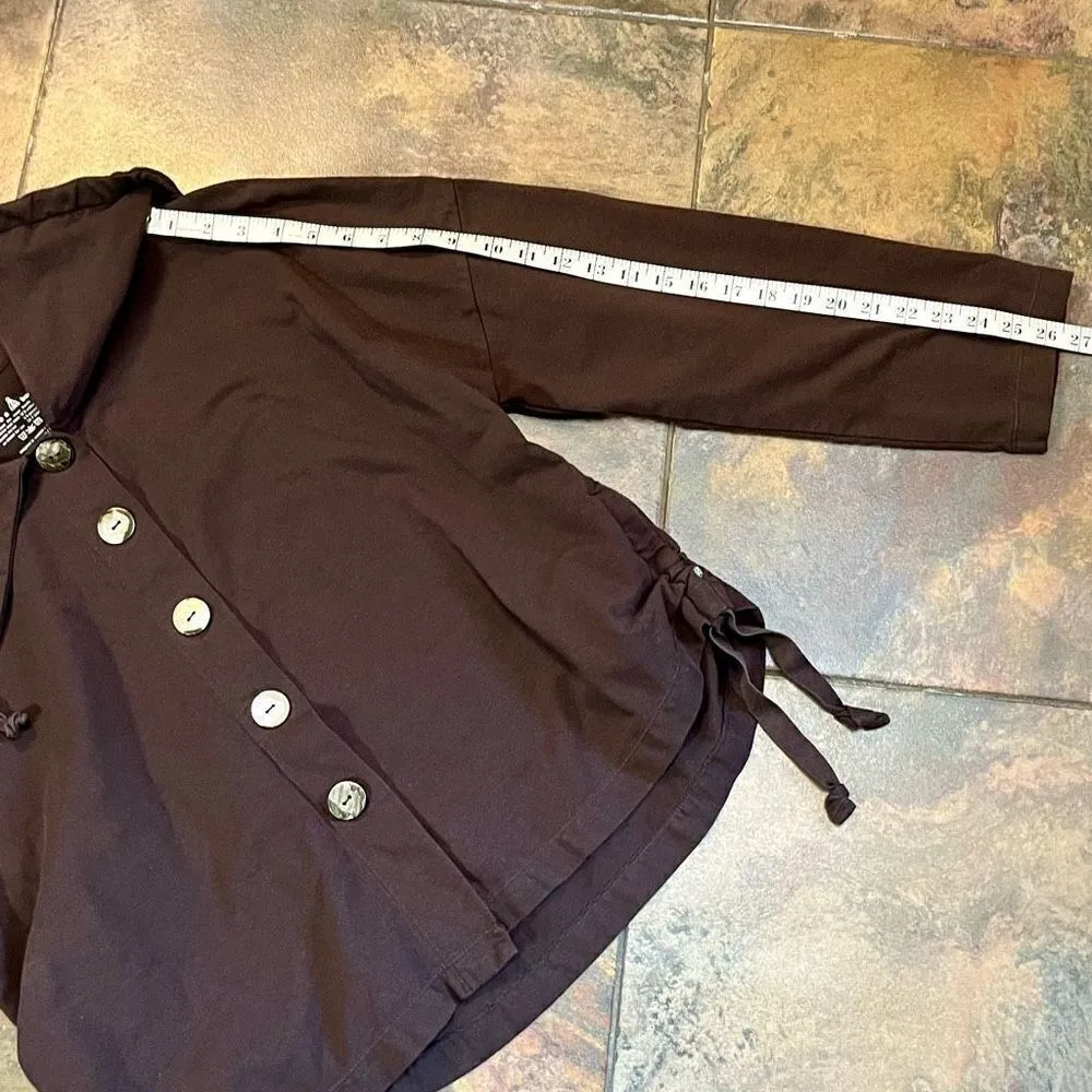 Neon Buddha Brown Jacket Cinch Waist Button Up Small Brown - Image 6