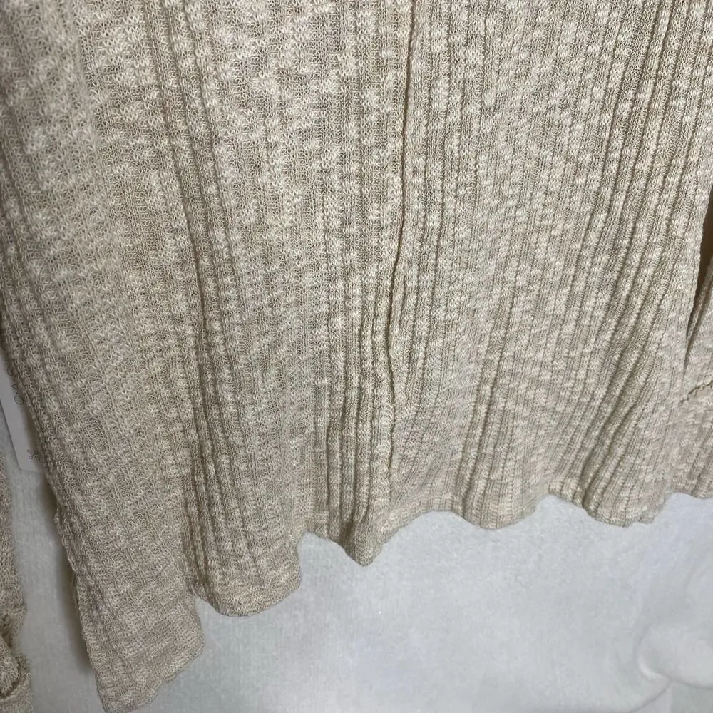 Caslon Rib Knit V-Neck Pullover High Low Hem Tunic Side Slits Cream Size XL - Image 13