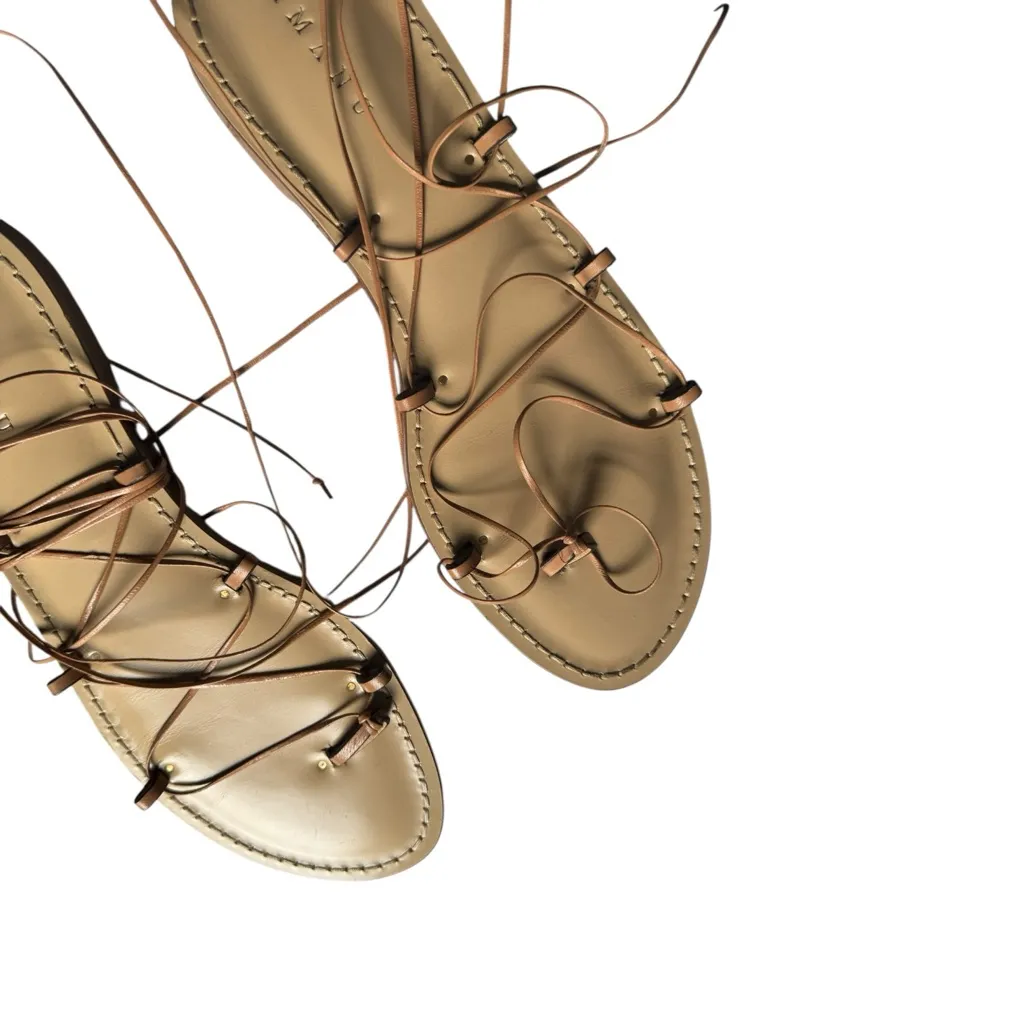 Amanu Serengeti Style 10 Wrap Gladiator‎ Sandals Nude 41 (US 11) Tan - Image 6