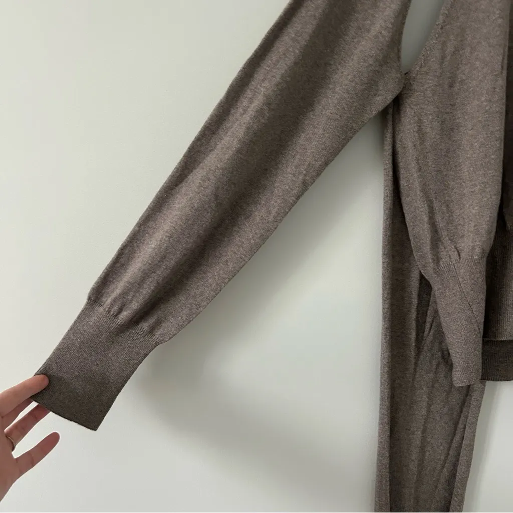 Rejina Pyo Extra Fine Merino Wool Jumper Mock Turtleneck Tie Taupe Sweater L Tan Size L - Image 5