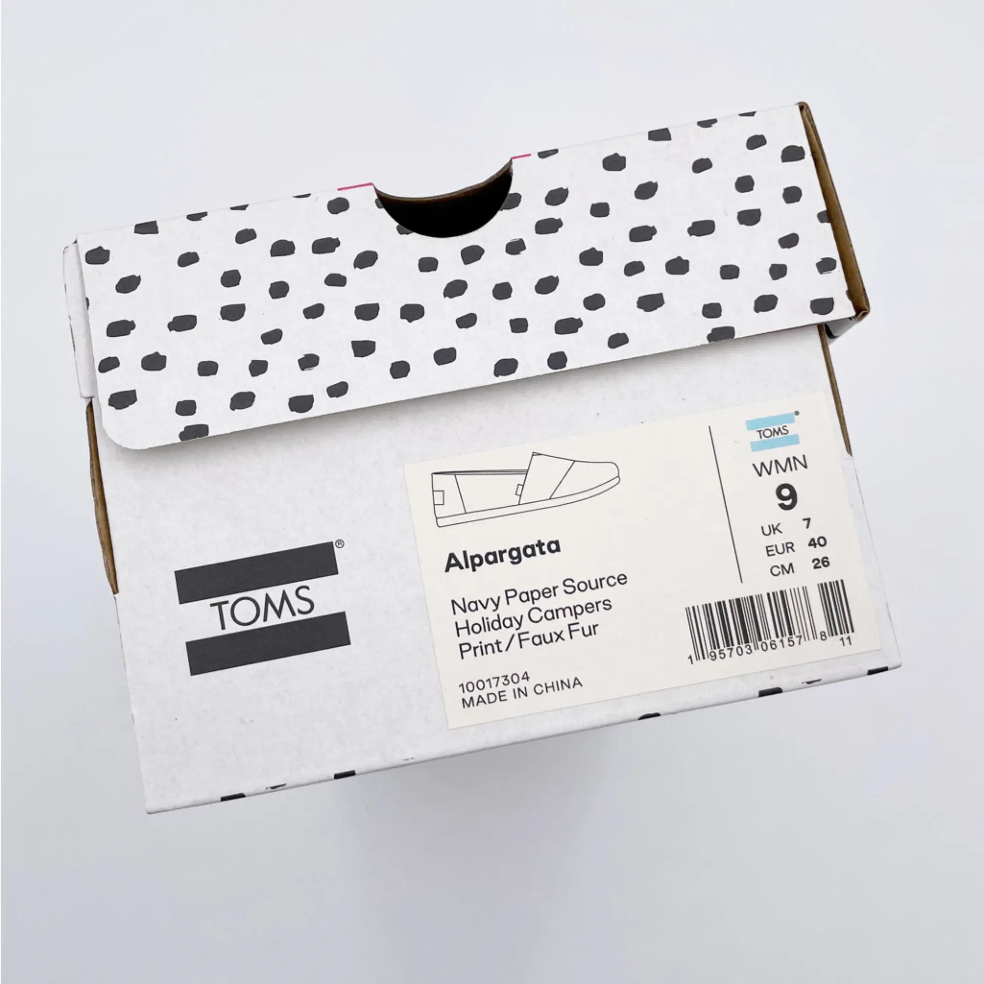 NEW Toms Navy Blue Paper Source Holiday Campers Print Size 9 Faux Fur Lining - Image 9