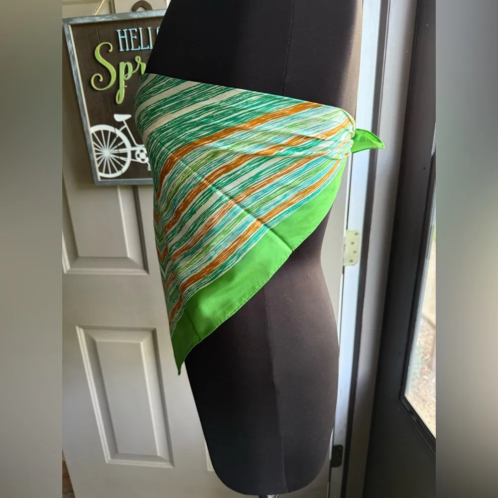 Vintage 60/70s Nasharr Frères Ltd made in Japan striped square scarf Green - Image 4