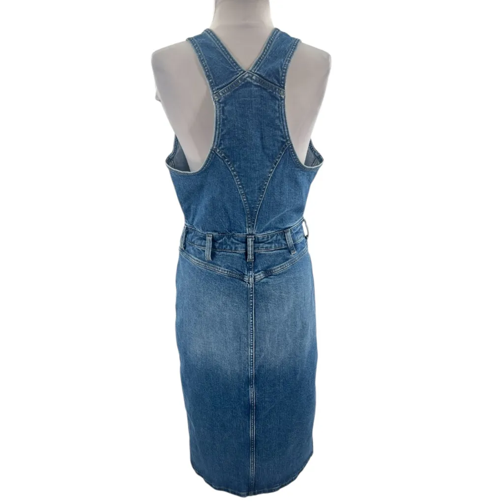 Wrangler The Denim Dress racerback buttons snap midi blue sz S - Image 2