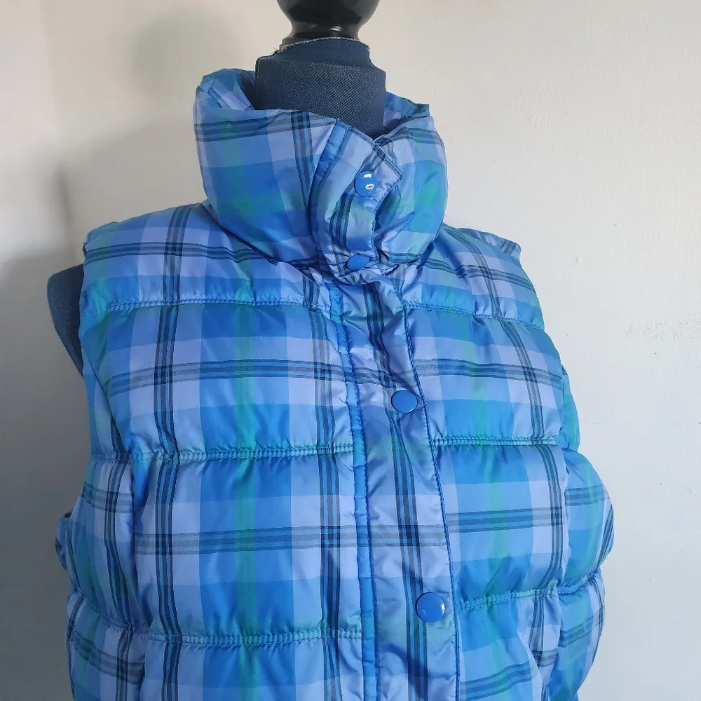 Old Navy Blue Plaid Easy Piuffer Vest - Image 2
