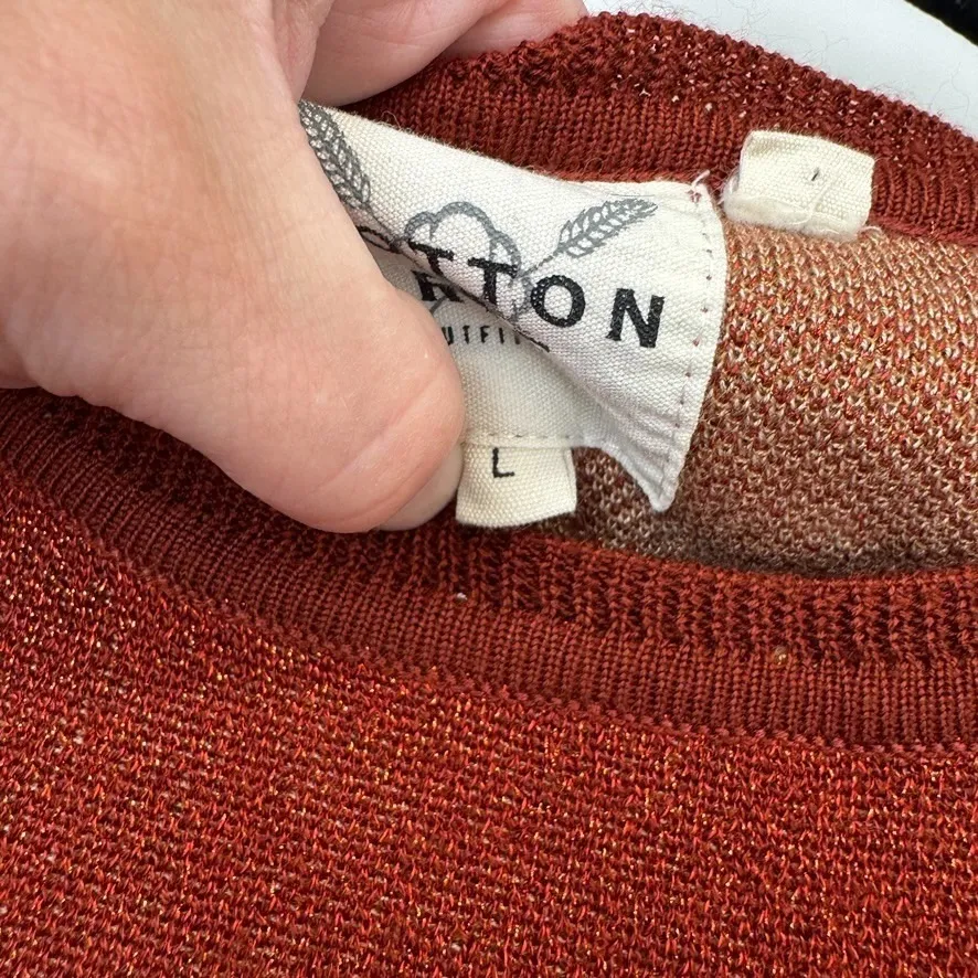 Cotton & Rye Sweater Womens L Metallic Orange Tan Coyote Southwest Print Acrylic Size L - Image 5