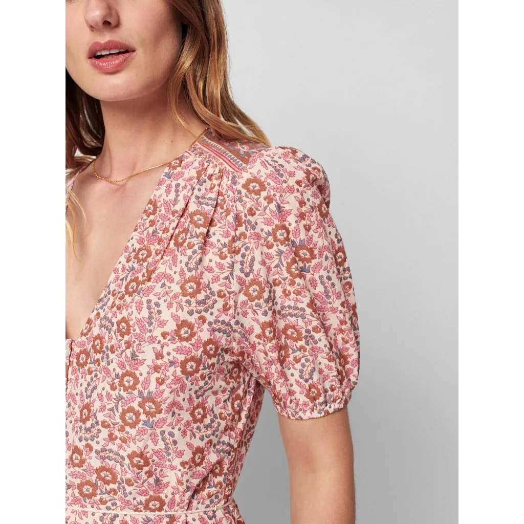 Faherty Orinda Maxi Dress NWT Belted Pink Brown Size XS Boho Cottage Earthy - Image 3