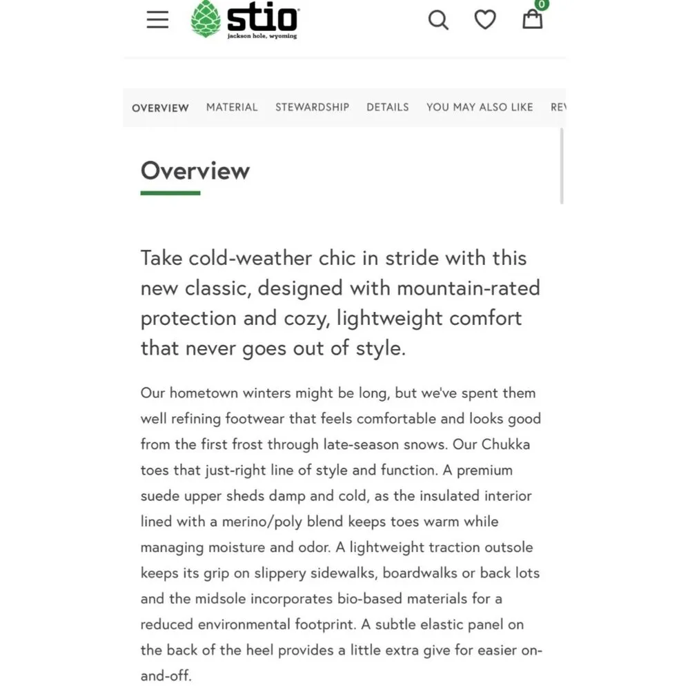 Stio Colter Chukka Dark Olive Green Suede Boots Size 6 Lining & Traction Outsole - Image 2