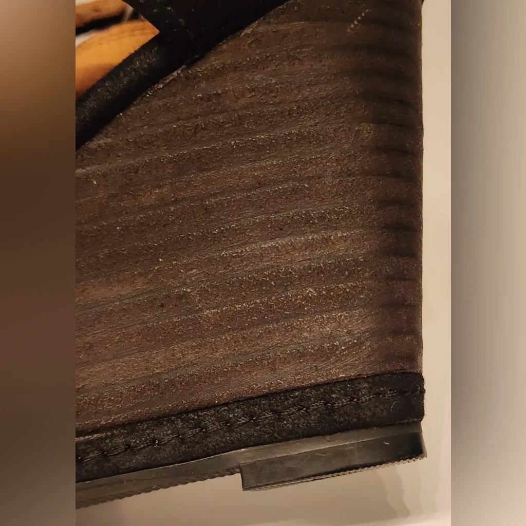 Trask Felicity Fringe Black Suede Wedge Summer Sandals Women’s Size 8 - Image 10