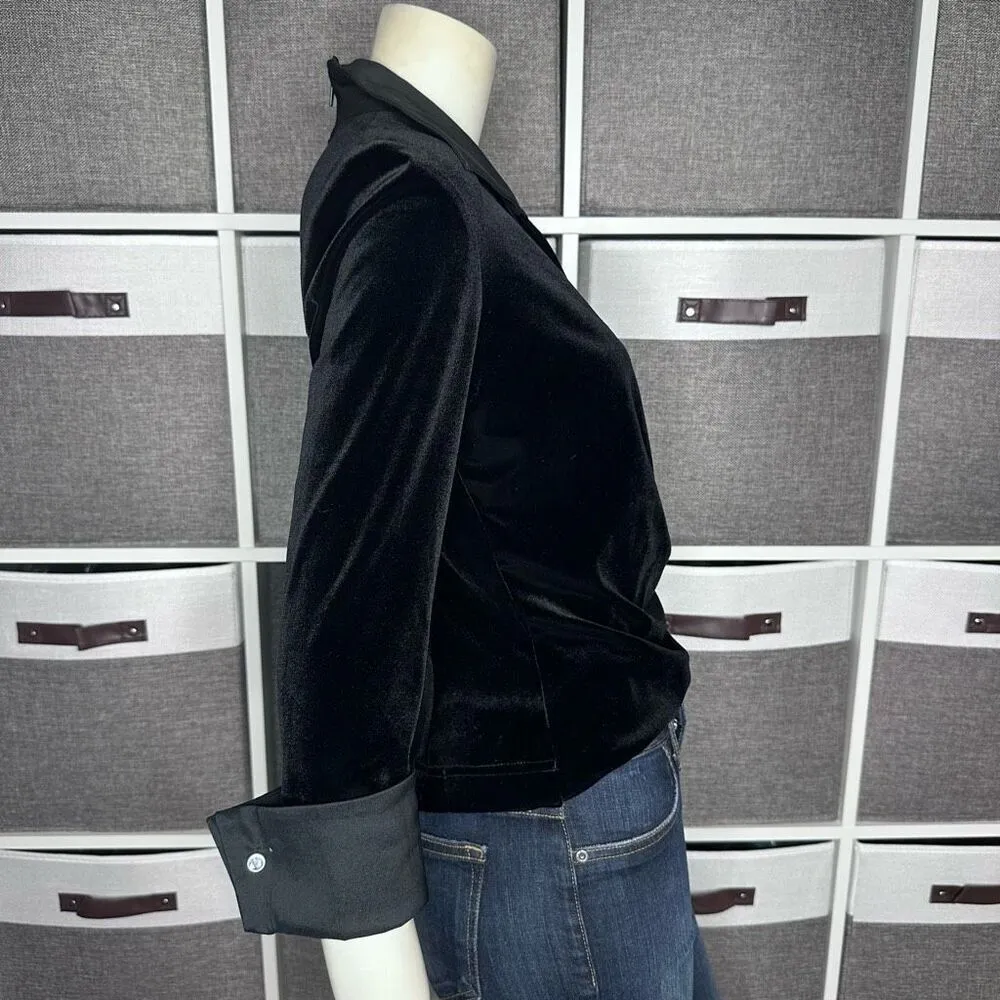 Tadashi Shoji Women's Velvet Jewel Cuff Wrap Top Full Zip Back - Image 10