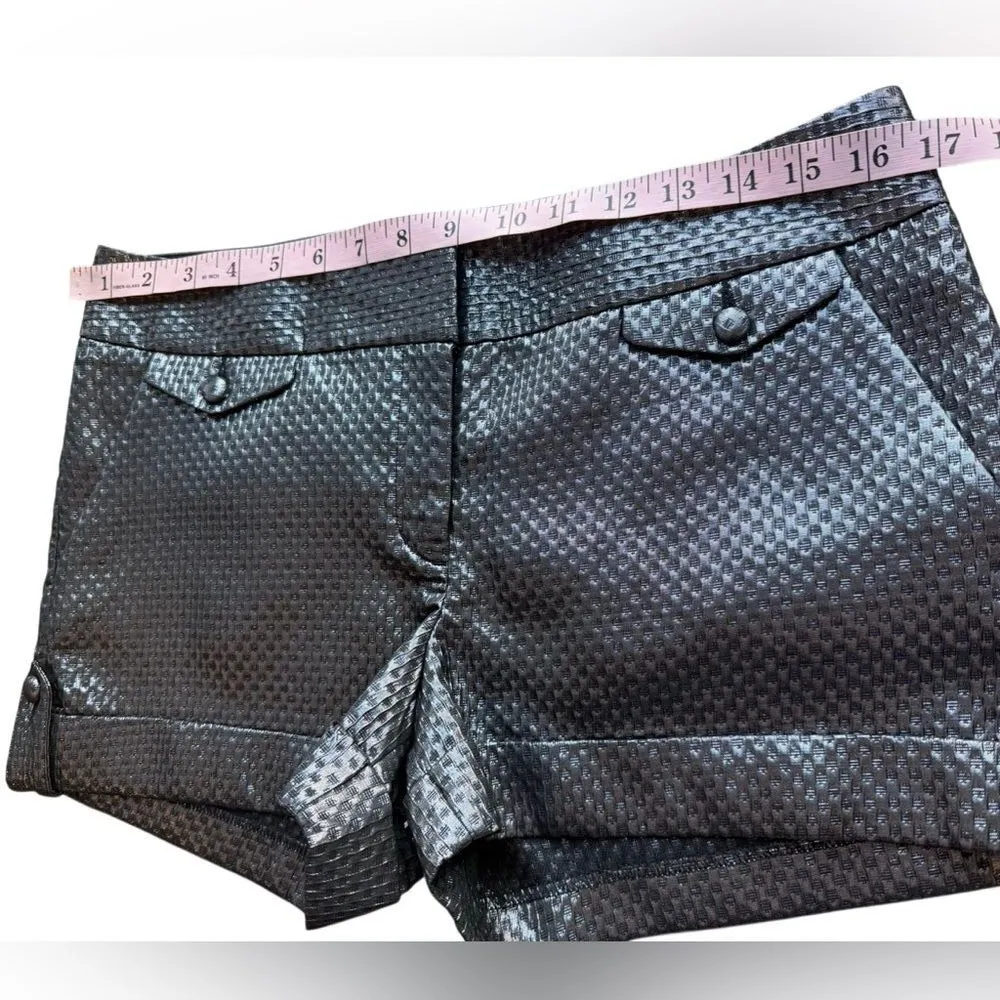 Express Jacquard Silver Metallic Shorts Size 8 - Image 7