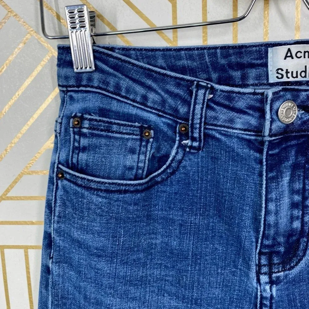 Acne Studios Jeans Skinny Straight High Rise Medium Wash Denim Blue Size 28 - Image 4