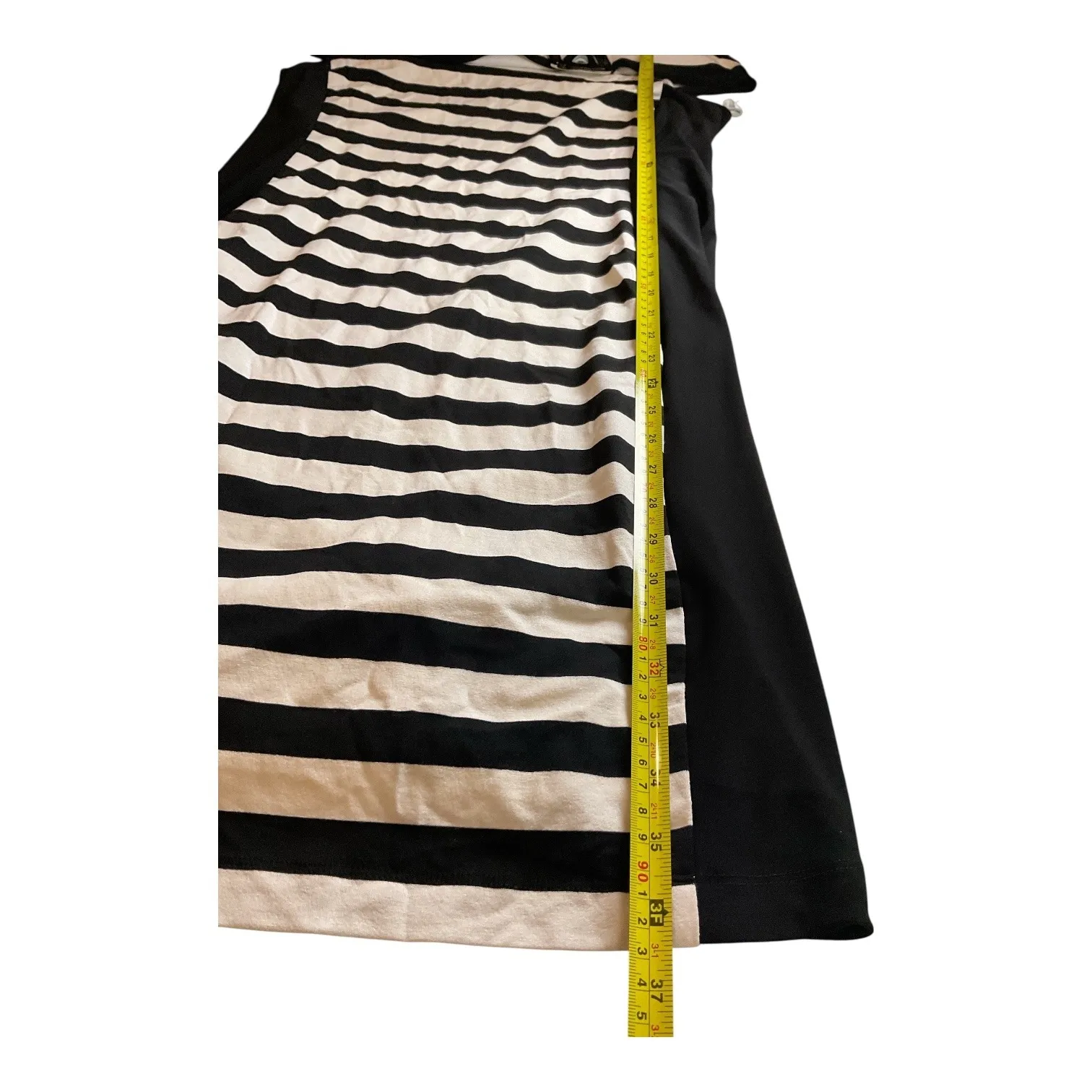 Frank‎ Lyman Design Striped Dress Off Shoulder Buckle Sheath Cocktail Black Size 12 - Image 5