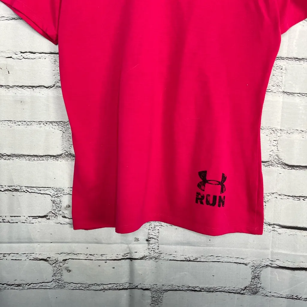 Under Armour Magenta “Brave the Run” HeatGear Athletic Tee S/M Runner Athleisure - Image 4