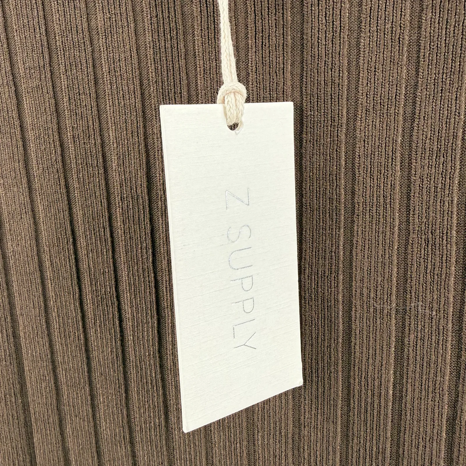 Z Supply Dress Women’s Size Large Raewyn Ribbed Chocolate Brown Midi Bodycon NWT - Image 8