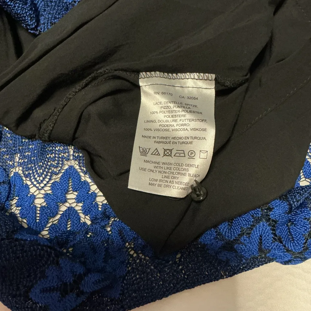 Free people Stylish Black Dress with Blue Lace Overlay. - Image 8