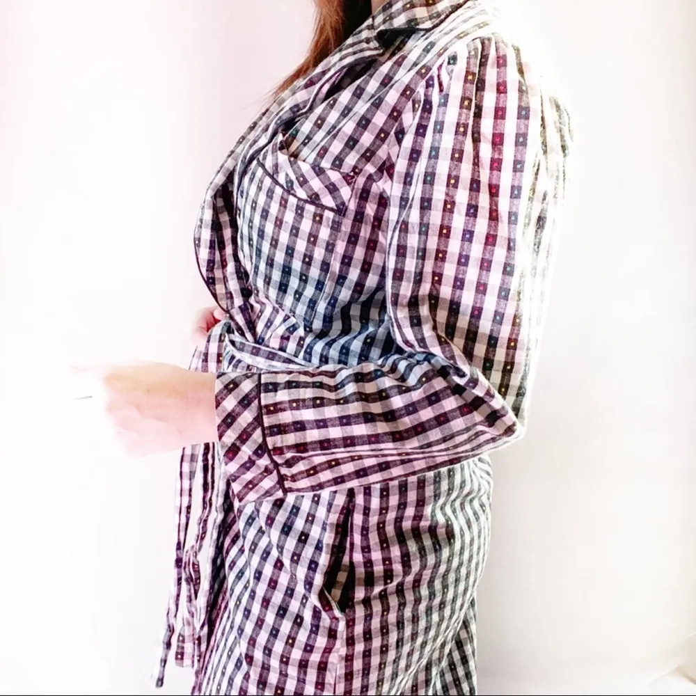 Pierre Cardin Multi-Colored Plaid Robe Medium - Image 3