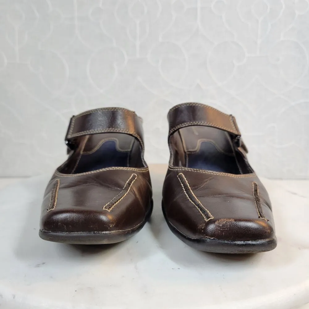 Aerosoles Two Beauty Womens 9.5 Brown Leather Mary Jane Square Toe Open Back - Image 8