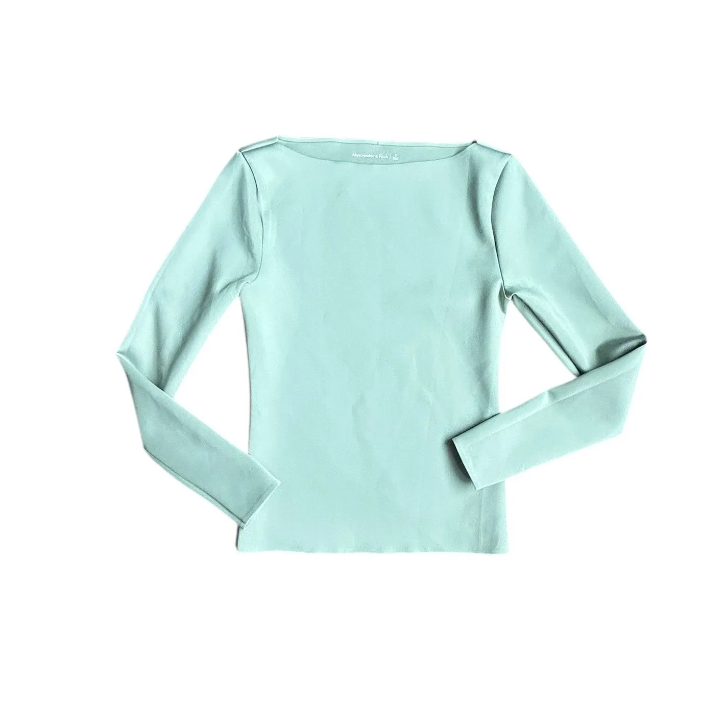 Abercrombie Fitch Long Sleeve Boat Neck Top Sage Green Size Small Scuba - Image 3