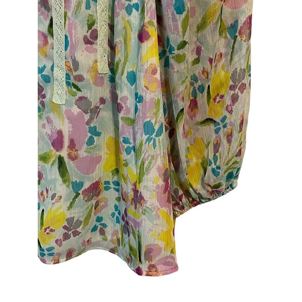 LC Lauren Conrad Shirt Womens PS Petite Small Floral Lace Sheer Top Blouse NEW - Image 5