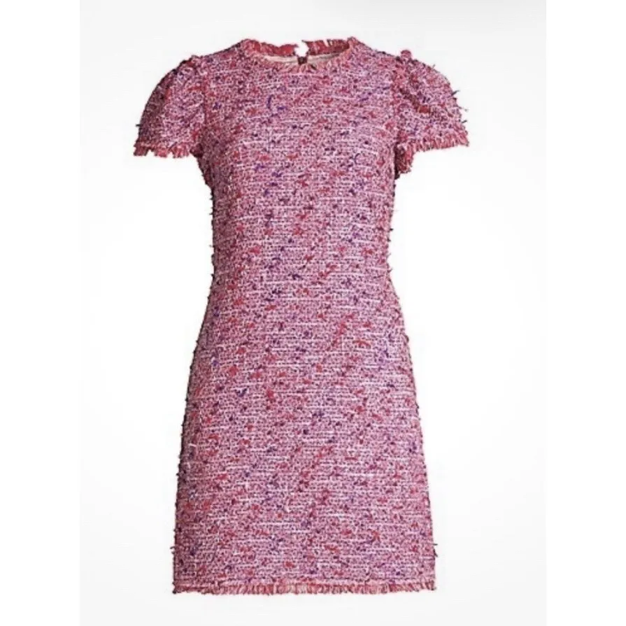 Kate Spade New York Flutter Sleeve Tweed Dress Pink Size 12 Jackie O Preppy - Image 10