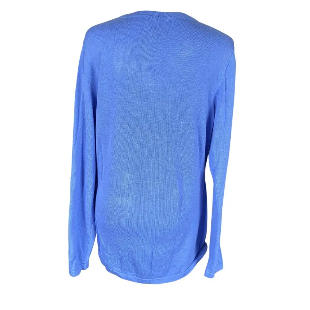 Isaac Mizrahi S long sleeve v-neck button down sweater with floral embroidery - Image 4