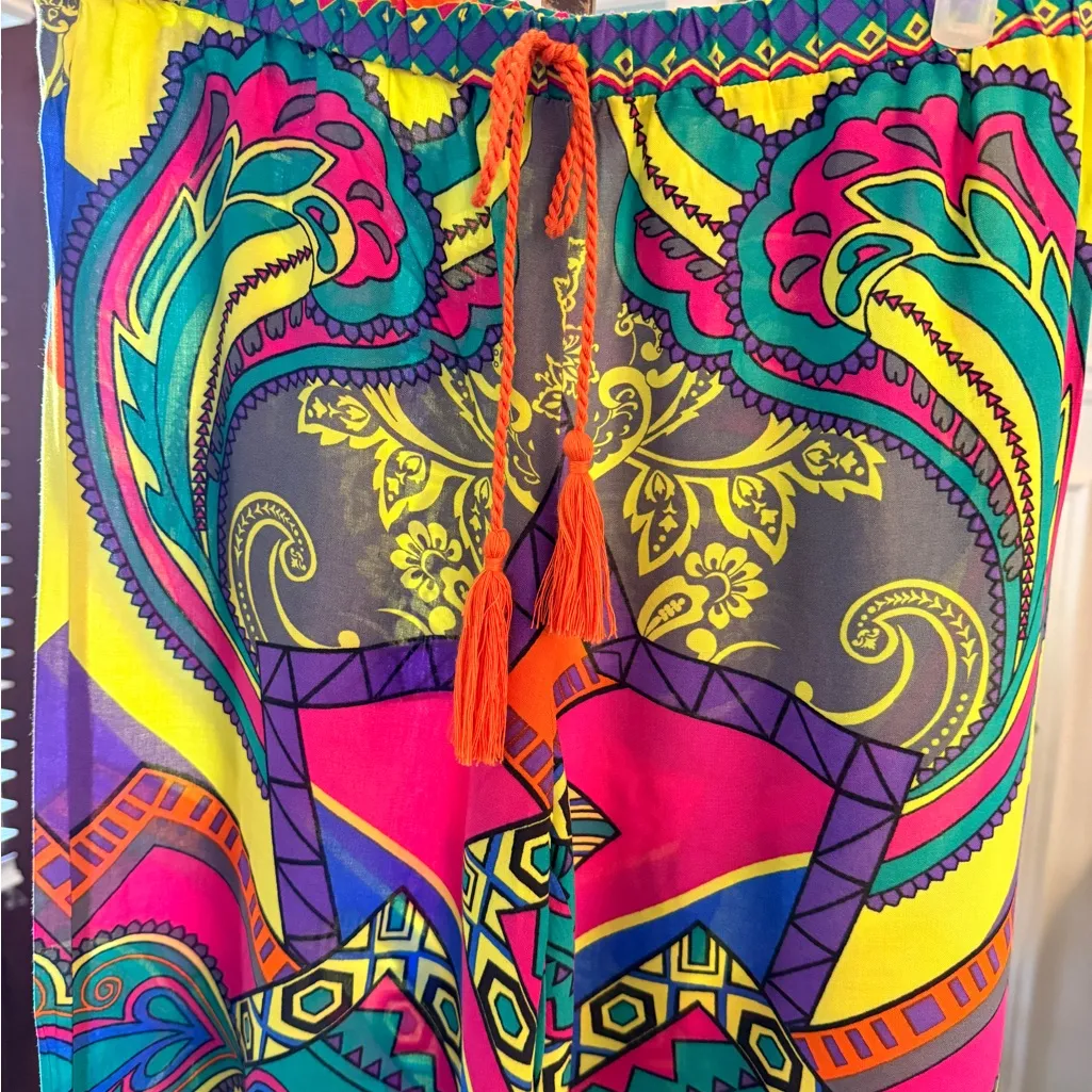 Flying Tomato Orange and Purple Patterned Wide Leg Pull-On Palazzo Pants - Image 4