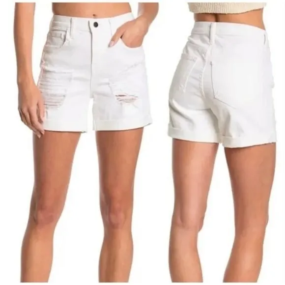 NWT L’agence balboa double roll white denim shorts SIZE 25 (b18) - Image 2