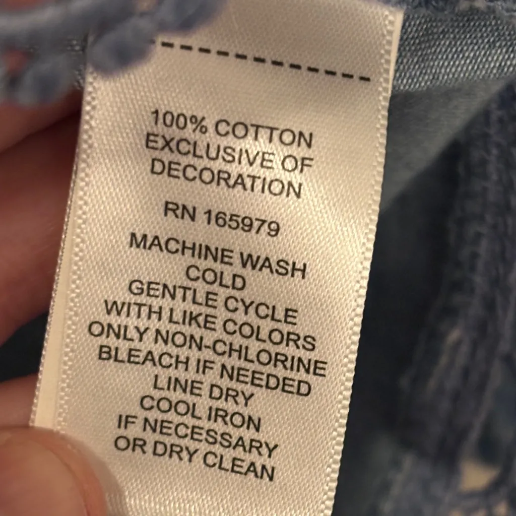 Cupio Denim‎ 3/4 Sleeve Chambray Square Neck Top - Image 8