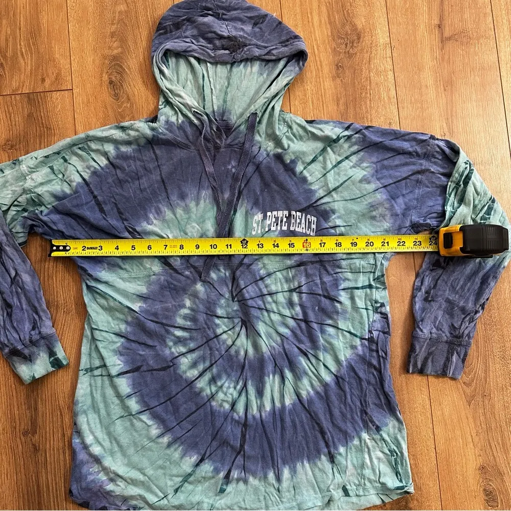St. Pete Beach Florida Tie-Dye Print Hoodie Womens size Large - Image 3