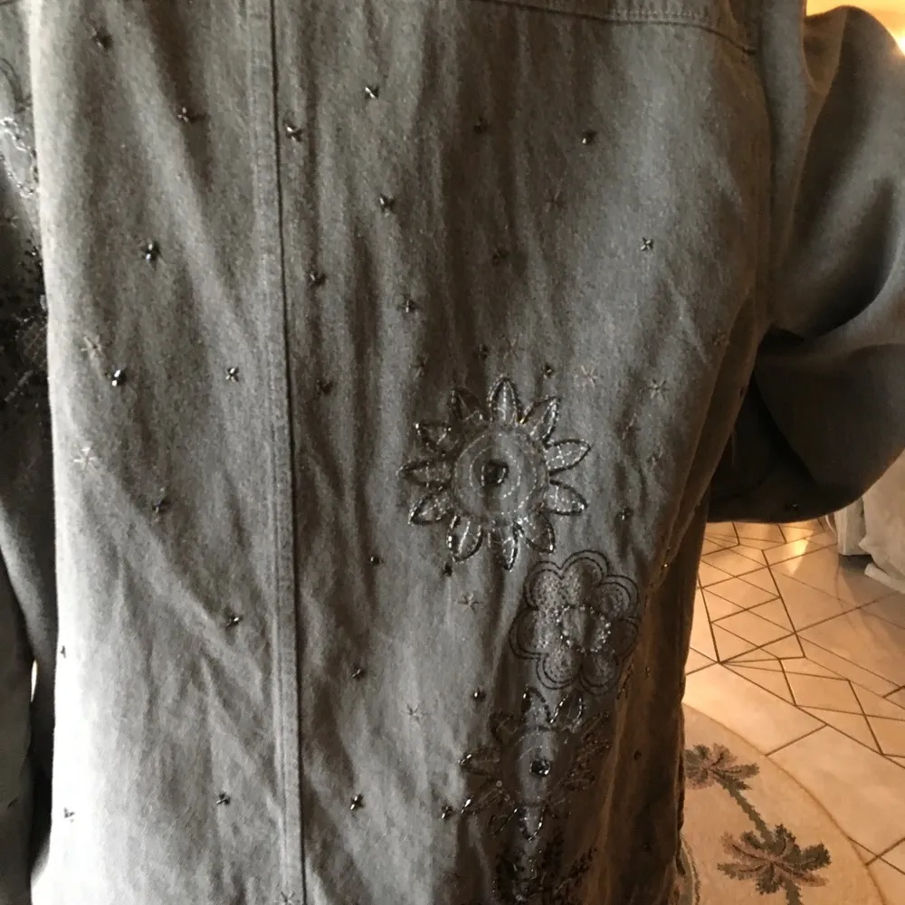 Chico’s Beaded button down Sage long Jacket - Image 3