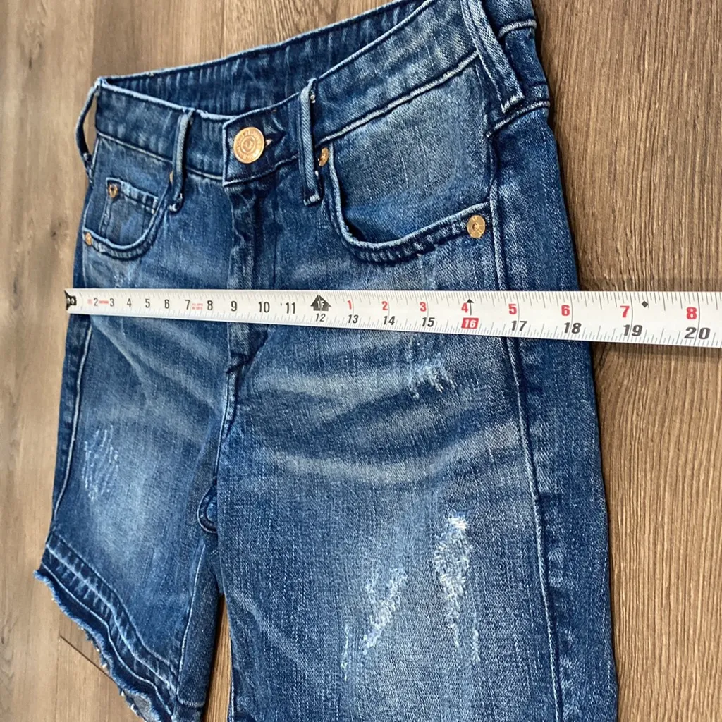 True Religion 7” Release Hem Cotton Denim Blue Jean Shorts Size 25‎ - Image 8