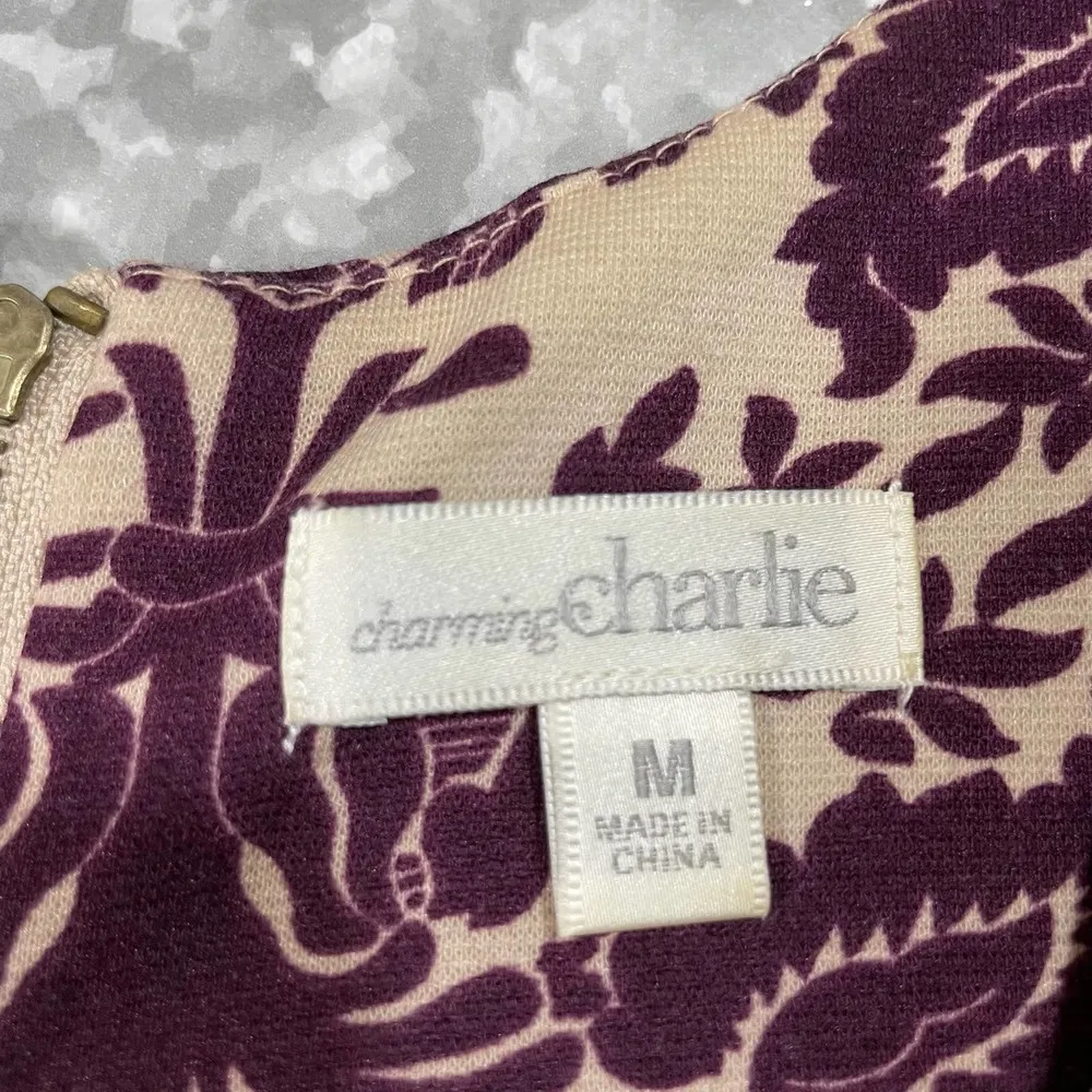 Charming Charlie Burgundy Tapestry Fit & Flare Dress - Size Medium - Sleeveless - Image 5