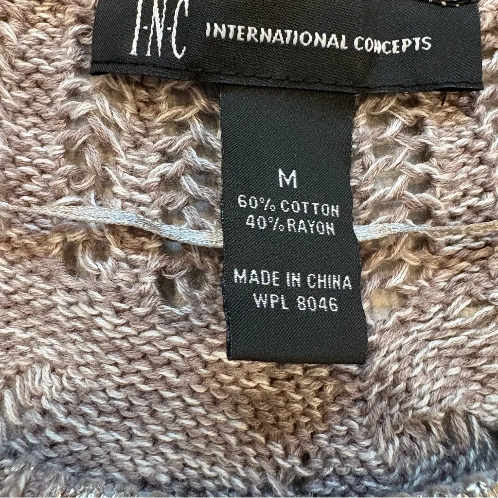 NWT, INC Coated Gold Metallic Cable Knit Crew Neck Sweater Dress or Tunic, Sz M Size M - Image 14