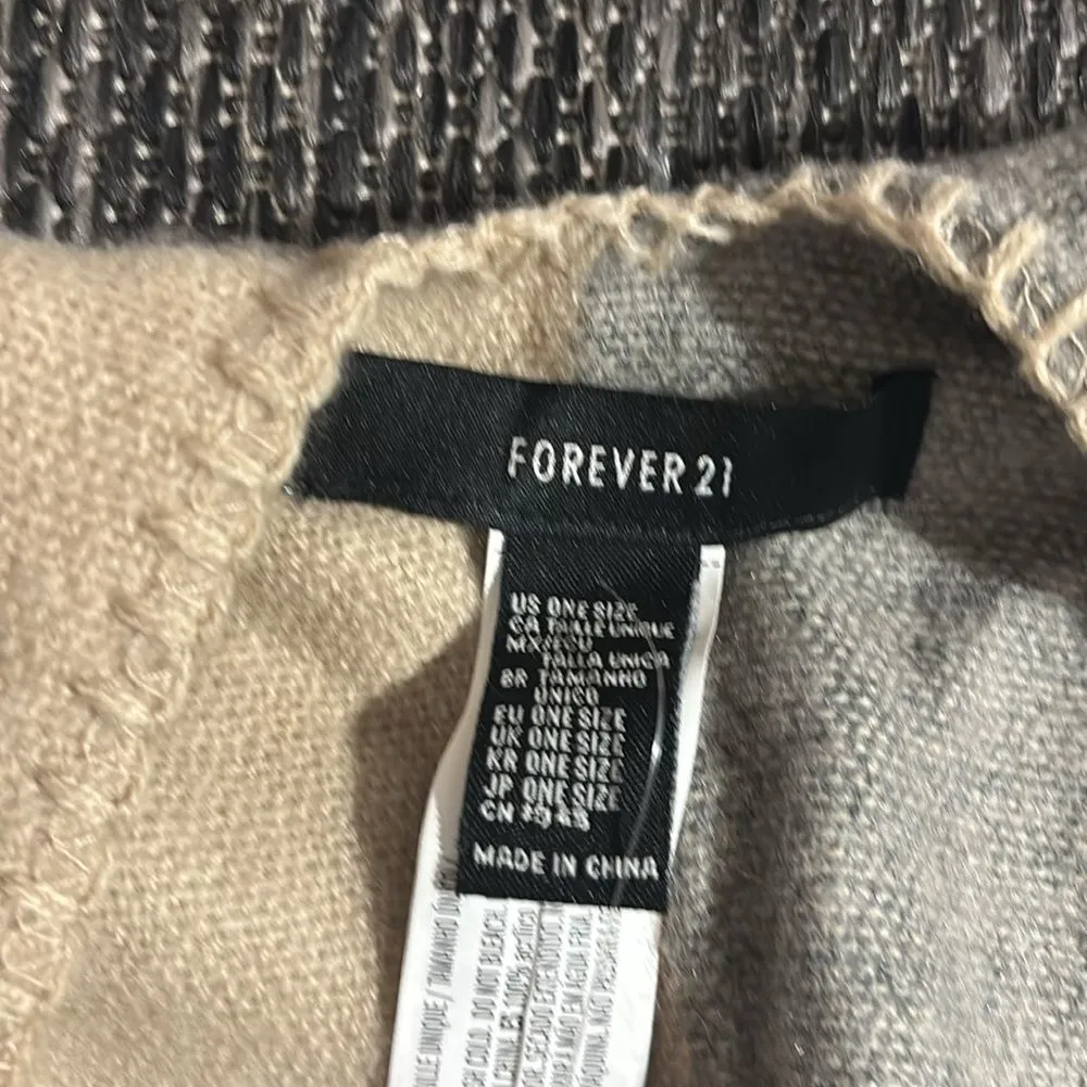 Forever 21 Open Cardigan Wrap Draped Sweater Shawl Plaid Check Pattern One Size - Image 3