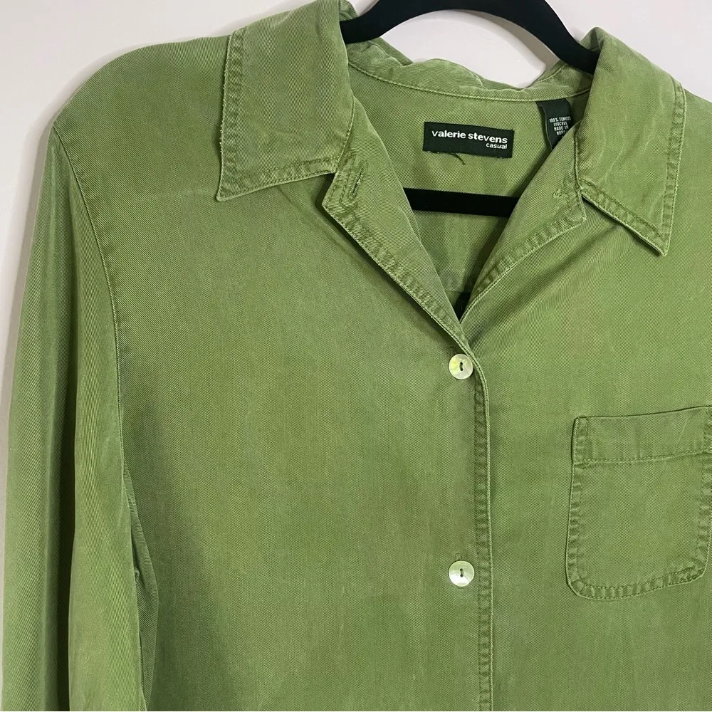 Valerie Stevens Casual Green Shacket Button Front Jacket Cardigan Top Medium - Image 2