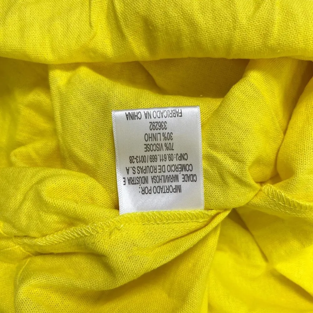 NWOT Farm Rio Linen Blend Yellow Sleeveless Midi Dress Size M - Image 14